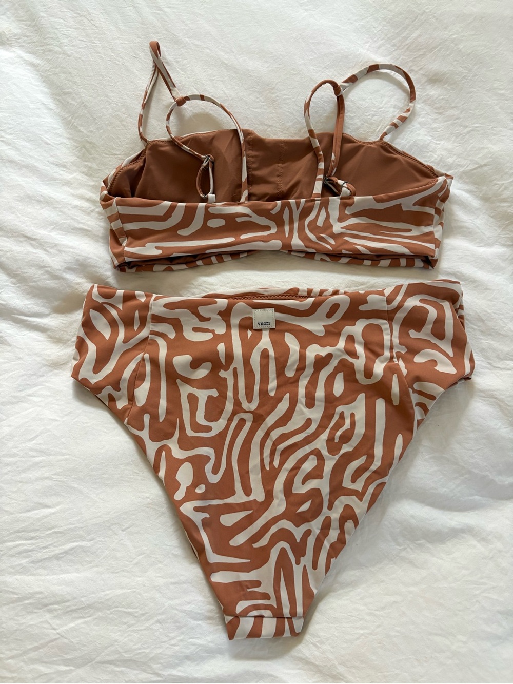 Vuori Dune Cream & Tan Zebra-Print Bandeau Bikini Set - Picture 3 of 4